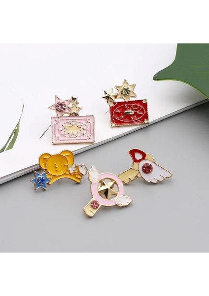 Ayı Anime Card Captor Sakura Pimleri Broş Kart Kanatları Yıldız Sopa Kuş Sihirli Anahtar Kero Denim Ceketler Yaka Pin Rozeti Japon Takı (Yurt Dışından) indirimleri