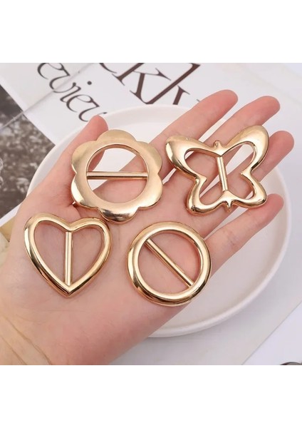 3 Adet-Çiçek 1/4 Adet T-Shirt Etek Düğümlü Broş Yüzük Giyim Aksesuarları Moda Bel Metal Köşe Düğümlü Toka Ipek Eşarp Gömlek Tokaları (Yurt Dışından) indirimleri