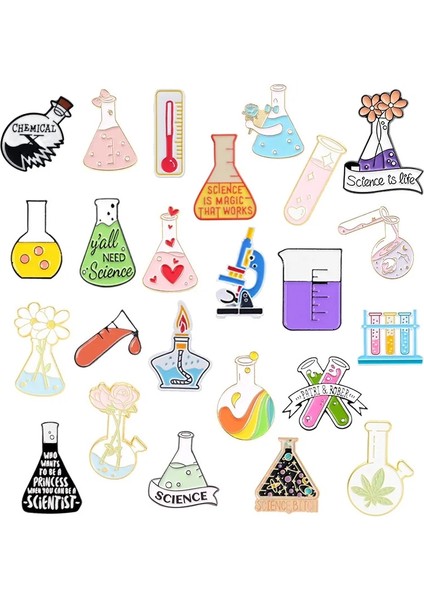 Stil 7 Kimyasal Malzemeleri Emaye Pimleri Özel Beher Mikroskop Test Tüpü Alkol Lamba Bilim Broş Yaka Rozetleri Laboratuvar Takı (Yurt Dışından)