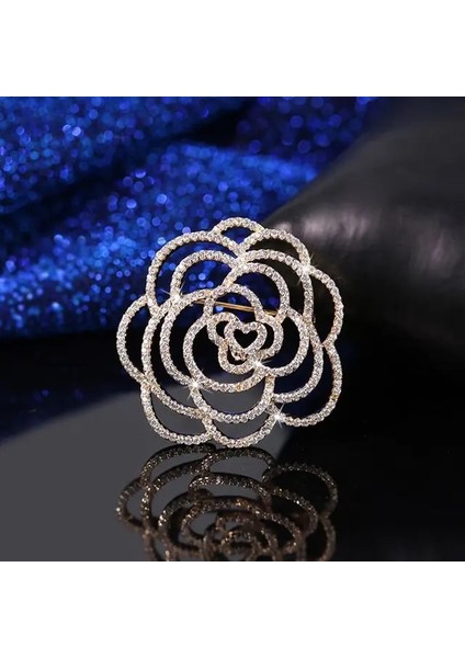 A20834-ALTIN Lüks Zarif Tam Kakma Zirkon Kelebek Broş Moda Bayanlar Broş Bayanlar Düğün Parti Elbise Pin Takı Hediye (Yurt Dışından)