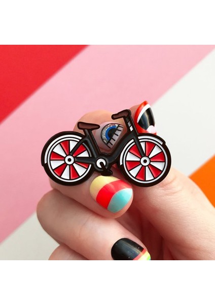 Kırmızı Bisiklet Pin Bisiklet Broş Serin Vintage Stil Bisikletçiler Rozetleri Spor Yaka Iğneler Bisiklet Takı Biker Hediye Seviyorum (Yurt Dışından)