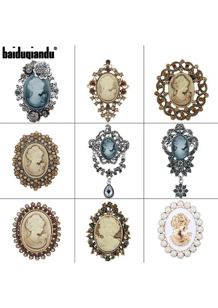 7569-G Baiduqiandu Marka Fabrika Doğrudan Çeşitli Stiller Kristal Rhinestones Cameo Vintage Broş Pins Kadınlar Için (Yurt Dışından) fiyatları