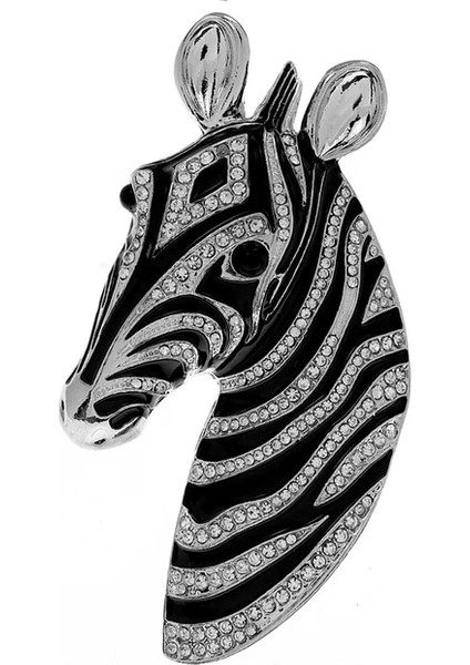 Gümüş Cindy Xiang Emaye ve Yapay Elmas Zebra Broş Kadın ve Erkek Unisex Hayvan Pin Moda Ceket Takı 2 Renk Mevcuttur (Yurt Dışından)