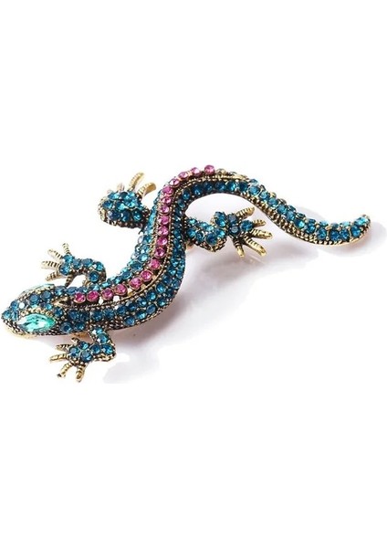 Mavi Komik Kertenkele Taklidi Broş Pin Kadın Geckos Parti Dorcus Pin ve Broş Elbise Takı Vintage Metal Brosch (Yurt Dışından)