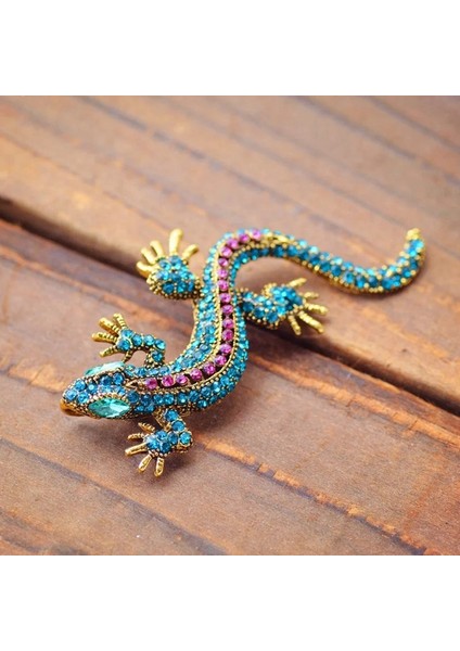 Mavi Komik Kertenkele Taklidi Broş Pin Kadın Geckos Parti Dorcus Pin ve Broş Elbise Takı Vintage Metal Brosch (Yurt Dışından) fiyatları