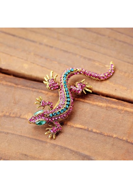 Mavi Komik Kertenkele Taklidi Broş Pin Kadın Geckos Parti Dorcus Pin ve Broş Elbise Takı Vintage Metal Brosch (Yurt Dışından) modelleri