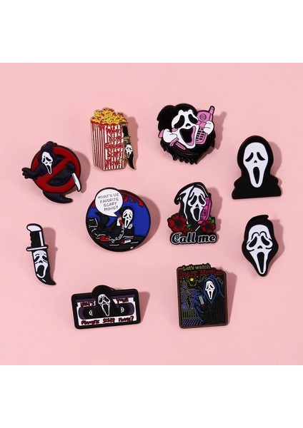 31 Gotik Hayalet Emaye Broş Pembe Telefon Hayalet CD Patlamış Mısır Hançer Hayalet Kahve Örümcek Kalp Korku Rozeti Punk Yaka Pin Takı Hediye (Yurt Dışından) modelleri