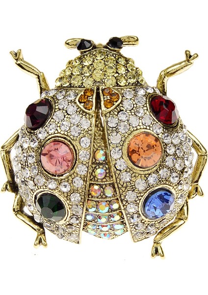 Altın Cindy Xiang Rhinestone Uğur Böceği Broş Vintage Moda Büyük Böcek Pin Beetle Takı 2 Renk Mevcuttur (Yurt Dışından)