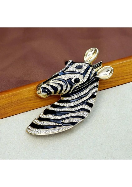 Gümüş Cindy Xiang Emaye ve Yapay Elmas Zebra Broş Kadın ve Erkek Unisex Hayvan Pin Moda Ceket Takı 2 Renk Mevcuttur (Yurt Dışından)