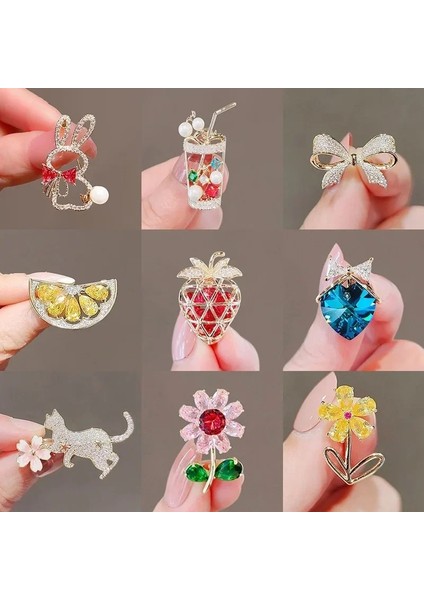 Stil 32 Yeni Moda Kadın Hayvan Yay Broş Metal Küçük Broş Pin Rhinestone Çiçek Yaka Iğneler Sabit Anti Düğme Giyim Aksesuarı (Yurt Dışından)