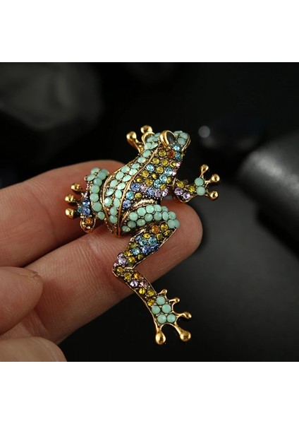 XZ0256-3 1 Adet Lüks Renkli Rhinestone Renk Karışık Kurbağa Kadınlar Için Broşlar Greenanimal Broş Moda Alaşım Erkek Ceket Aksesuarları Takı (Yurt Dışından)
