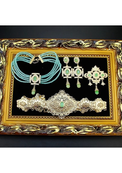 Q90026001L9201PEMBE Sunspicems Fas Kaftan Bel Kemeri Boncuk Gerdanlık Kolye Kare Küpe Broş Arapça Altın Renk Gelin Takı Seti Kadınlar Için (Yurt Dışından) indirimleri