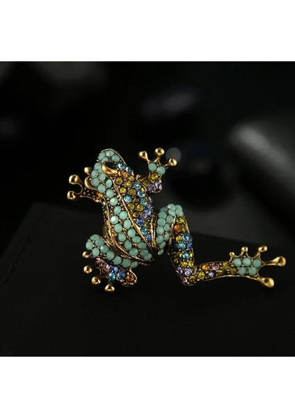 XZ0256-3 1 Adet Lüks Renkli Rhinestone Renk Karışık Kurbağa Kadınlar Için Broşlar Greenanimal Broş Moda Alaşım Erkek Ceket Aksesuarları Takı (Yurt Dışından)