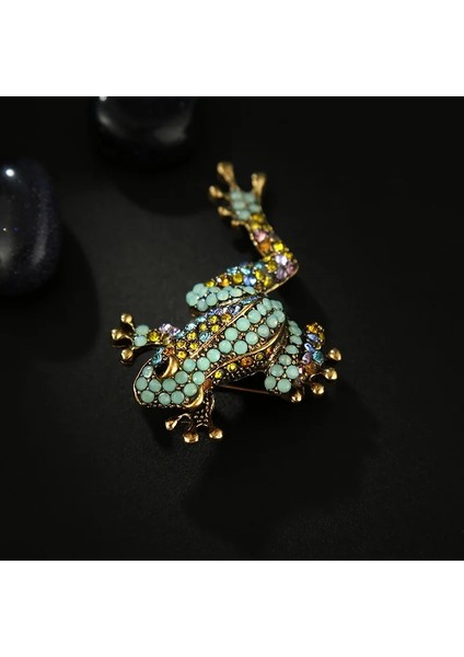 XZ0256-3 1 Adet Lüks Renkli Rhinestone Renk Karışık Kurbağa Kadınlar Için Broşlar Greenanimal Broş Moda Alaşım Erkek Ceket Aksesuarları Takı (Yurt Dışından)