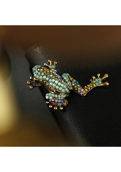 XZ0256-3 1 Adet Lüks Renkli Rhinestone Renk Karışık Kurbağa Kadınlar Için Broşlar Greenanimal Broş Moda Alaşım Erkek Ceket Aksesuarları Takı (Yurt Dışından)