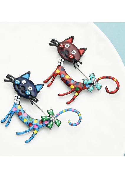 XZ0274-2 1 Parça Kadınlar Için Güzel Karikatür Kedi Broşlar 2 Renk Hayvan Emaye Broş Pins Moda Sevimli Korsaj Parti Ofis Rahat Takı Hediyeler (Yurt Dışından) fiyatları