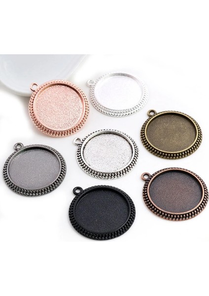 A4-42 Yeni Moda 5 Adet 25MM Iç Boyut Antik Gümüş Kaplama 5 Renk Deldi Tarzı Cabochon Taban Ayarı Charms Kolye (Yurt Dışından)