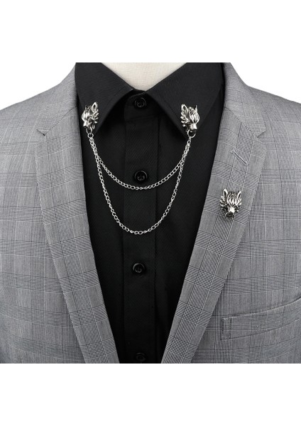 27 Erkek Takım Elbise Gömlek Yaka Püskül Zincir Yaka Pin Broş Ejderha Rozeti Retro Pimleri Düğün Elbisesi Parti Dans Boyunbağı Aksesuarları (Yurt Dışından)