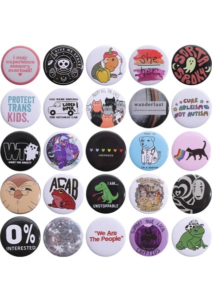 STYLE-16MXZ249 Yaratıcı Renkli Yuvarlak Teneke Pimleri Rozeti Hayvan Kedi Dinozor Kurbağa Aşk Çift Otobüs Hayalet Alaşım Broş Kadın Takı Hediye (Yurt Dışından) fırsatları