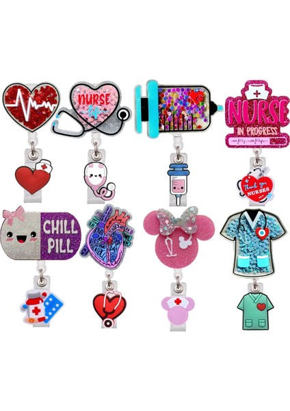A27 Karikatür Güzel Hemşire Doktor Parlak Pvc Tıbbi Malzemeler Geri Çekilebilir Rozet Makara Adı Kart Tutucu Sergi Anahtarlıklar Broşlar (Yurt Dışından) fiyatları
