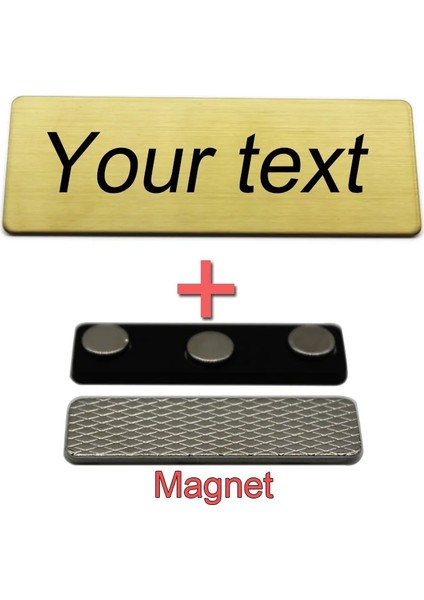 Fırçalanmış Altın Satıcıya Bilgi Gönder 7X2CM Logonuzu Kazıyın Metin Plakası Rozeti Kişiselleştirin Broş Pimi Mıknatıs Çift Taraflı Bant Kimliği Kapı Posta Kutusu Isim Etiketi (Yurt Dışından) indirimleri