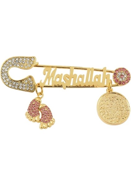XZ1186 Maşallah Arapça Türk Dini Nazar Müslüman Islam Ayak Izi Broş Pin Türk Arapça Kuran Takı Bebek Pin Hediye (Yurt Dışından)