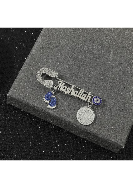XZ1186 Maşallah Arapça Türk Dini Nazar Müslüman Islam Ayak Izi Broş Pin Türk Arapça Kuran Takı Bebek Pin Hediye (Yurt Dışından) indirimleri