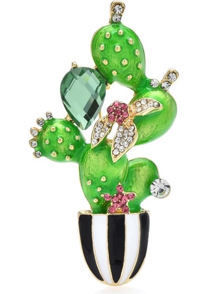 Wuli ve Bebek Yeni Kaktüs Broş Kadınlar Için Unisex Emaye Taklidi Güzellik Çiçek Bitkiler Parti Ofis Broş Pin Hediyeler (Yurt Dışından)