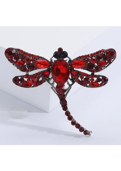 Kırmızı Moda Kristal Rhinestone Kanatları Yusufçuk Broş Zarif Kuşlar Pin Broş Kadın Erkek Parti Rahat Ofis Broş Pins Hediyeler (Yurt Dışından)