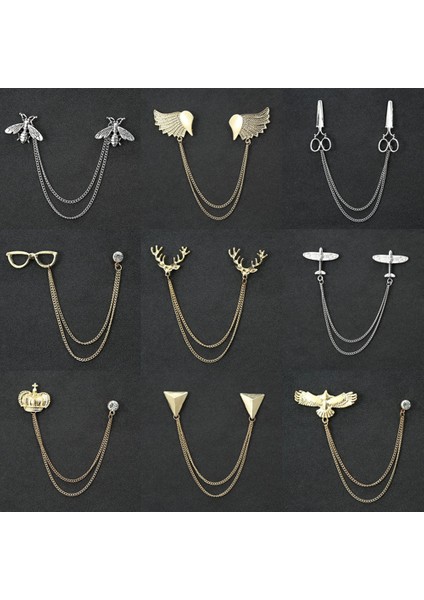 Bronz Çift Erkek Takım Elbise Gömlek Yaka Püskül Zincir Yaka Pin Broş Ejderha Rozeti Retro Pimleri Düğün Elbisesi Parti Dans Boyunbağı Aksesuarları Hediyeler (Yurt Dışından) fırsatları