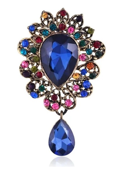 Mavi Yeni Su Damlası Büyük Orta Kristal Rhinestones Broş Bayanlar Takı Büyük Kırmızı Cam Broş Pin Kadınlar Için Düğün Takısı Hediyeler (Yurt Dışından)