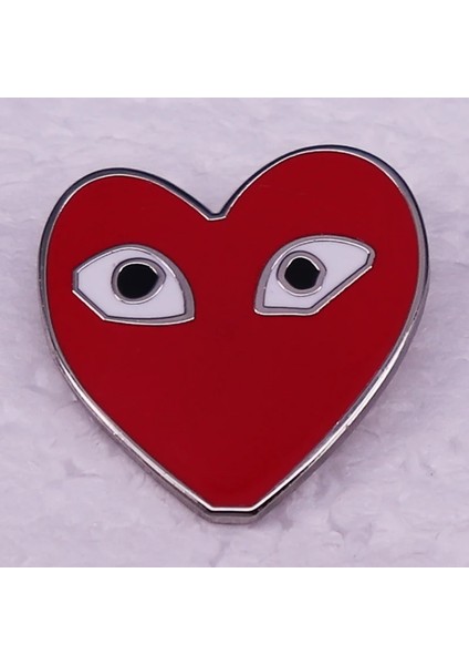 Kırmızı Kalp Gözlü Emaye Pin Moda Rozeti Broş Takı (Yurt Dışından)