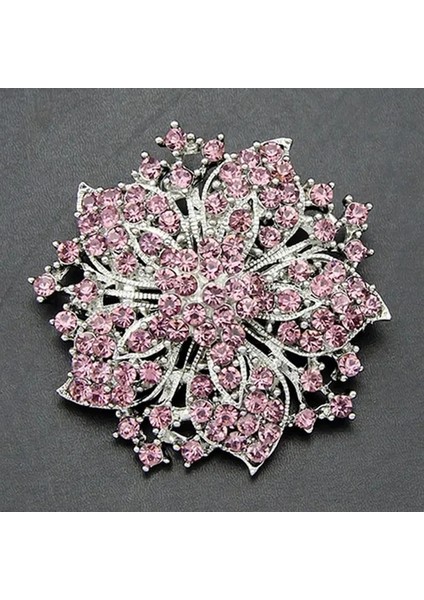Mor 5.2 cm Rhinestone Vintage Çiçek Broş Kadınlar Için Düğün Broş Elbise Parti Ceket Zarif Kristal Çiçek Pimleri Broşlar Çiçeği Broş (Yurt Dışından)
