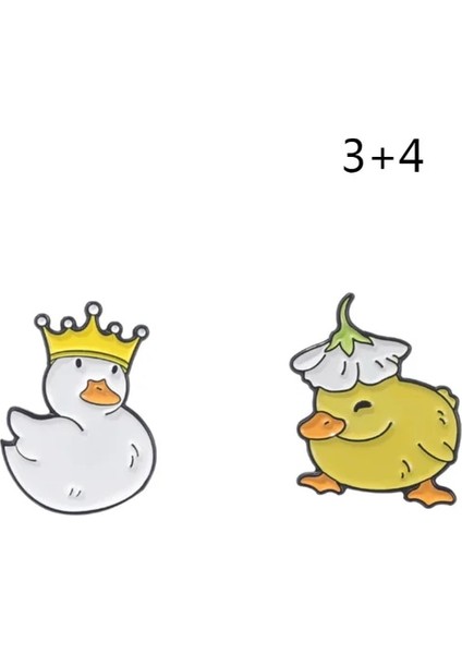 3 ve 4 Güzel Hayvan Ördek Emaye Yaka Pin Özel Paten Kaz Ördek Tavuk Broş Sırt Çantası Karikatür Taç Ördek Rozeti Takı Hediye (Yurt Dışından)