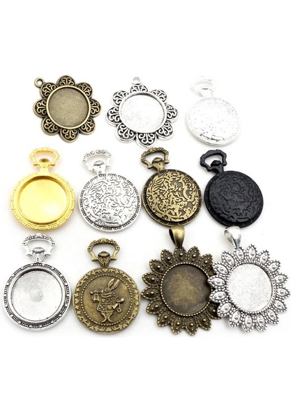 D2-34 5 Adet 20MM Iç Boyut Antik Gümüş Kaplama ve Bronz Moda Klasik Stil Cabochon Taban Ayarı Charms Kolye (Yurt Dışından)