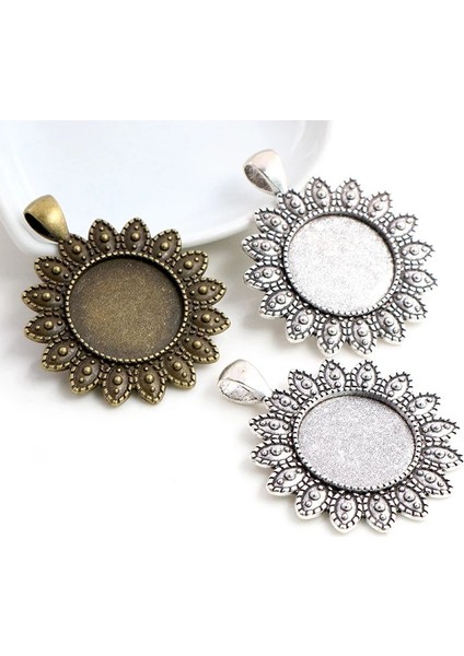 D2-34 5 Adet 20MM Iç Boyut Antik Gümüş Kaplama ve Bronz Moda Klasik Stil Cabochon Taban Ayarı Charms Kolye (Yurt Dışından)
