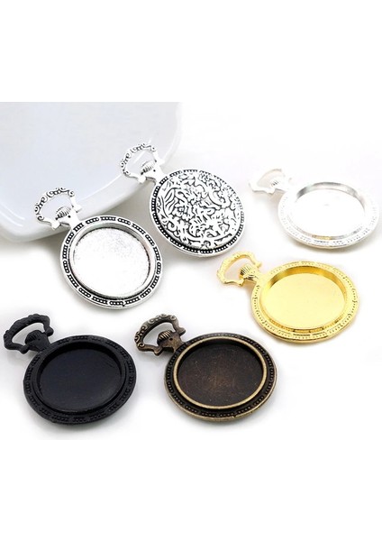 D2-34 5 Adet 20MM Iç Boyut Antik Gümüş Kaplama ve Bronz Moda Klasik Stil Cabochon Taban Ayarı Charms Kolye (Yurt Dışından)