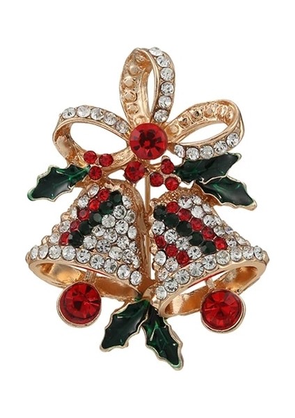 027 Chirloys Moda Noel Pimleri Hediyeler Noel Bells Çelenk Kar Tanesi Yıldız Kristal Broş Kadınlar Için Renkli Yeni Yıl Broş (Yurt Dışından)