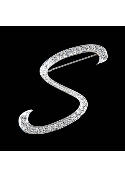 U Kristal Rhinestones A-Z Mektup Ilk Broş Pin Kadın Erkek Gümüş Renk Ingilizce Alfabe Etiket Rozeti Unisex Takı Hediye (Yurt Dışından)