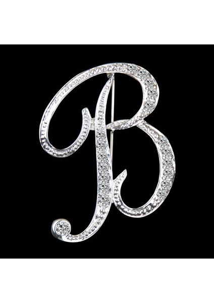 U Kristal Rhinestones A-Z Mektup Ilk Broş Pin Kadın Erkek Gümüş Renk Ingilizce Alfabe Etiket Rozeti Unisex Takı Hediye (Yurt Dışından)