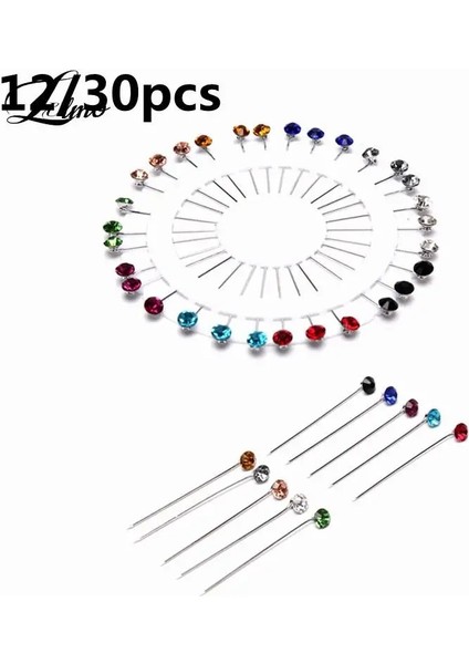 20 12/30 Adet/takım Kristal Diamante Tekerlek Broş Uzun Pimleri Dikiş Budak Düğün Şapka Başörtüsü Eşarp (Yurt Dışından) fiyatları