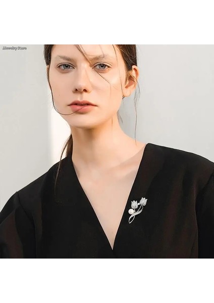 1 Adet 1 Adet Lüks 2023 Yeni Lale Çiçek Broş Zarif Tasarım Sense Gül Beyaz Taş Takı Yaka Pin Takı (Yurt Dışından) modelleri