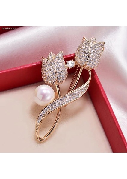 1 Adet 1 Adet Lüks 2023 Yeni Lale Çiçek Broş Zarif Tasarım Sense Gül Beyaz Taş Takı Yaka Pin Takı (Yurt Dışından) indirimleri