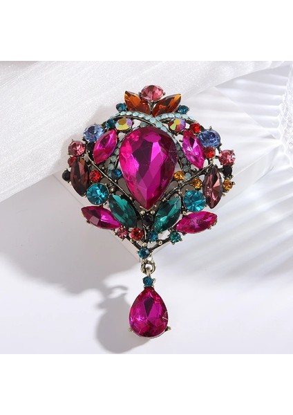 RD734 Dmari Kadın Broş Renkli Su Damlacıkları Yaka Iğnesi Büyük Taklidi Rozeti Muhteşem Düğün ve Parti Aksesuarları Lüks Takı (Yurt Dışından) modelleri
