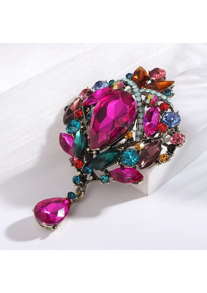 RD734 Dmari Kadın Broş Renkli Su Damlacıkları Yaka Iğnesi Büyük Taklidi Rozeti Muhteşem Düğün ve Parti Aksesuarları Lüks Takı (Yurt Dışından) indirimleri