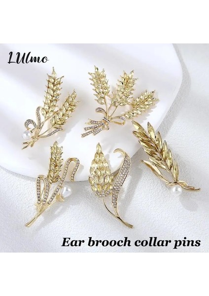 22 Altın Rengi Kristal Buğday Kulak Broş Yaka Iğneler Ipek Eşarp Toka Takım Elbise Için Parlayan Kadın Erkek Parti Broş Takı (Yurt Dışından) fiyatları