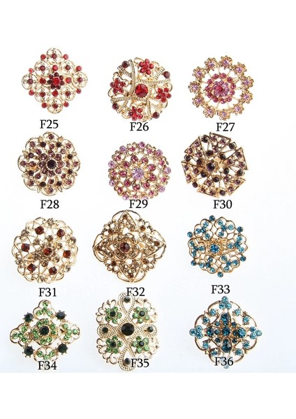 F40 100 Adet Broş Pin Rhinestone Kristal Çiçek Broşlar Düğün Gelin Parti Yuvarlak Buket Diy Taklidi Aksesuarları Parti (Yurt Dışından)