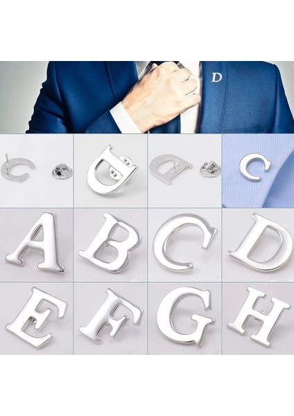 Z Ilk A'dan Z'ye 26 Harfler Pin Gümüş Renk Moda Ingilizce Sembol Tasarım Erkek Takım Elbise Yaka Yaka Broş Pin Parti Takı (Yurt Dışından) fırsatları
