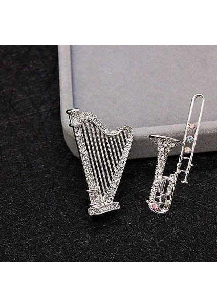 E Rhinestone Müzik Aletleri Broş Pins Kadın Erkek Sax Keman Arp Trombon Gitar Yaka Pin Takı Hediyeler Trendy Moda (Yurt Dışından)