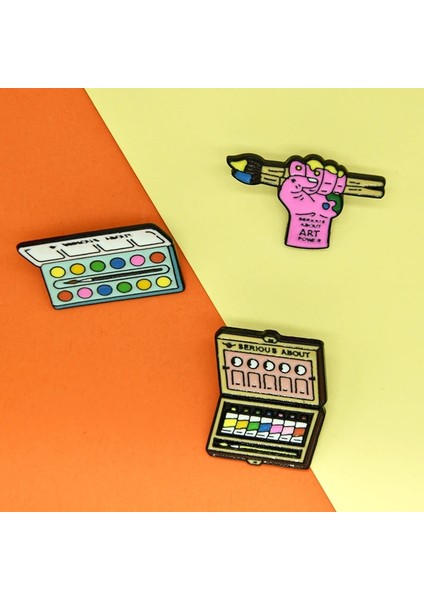 WY1387 Moda Fırça Boya Metal Emaye Broş Yaratıcı Karikatür Çizim Tahtasında Rozet Pin Sevimli Glamour Ressam Sanat Ham Yaka Takı Hediye (Yurt Dışından) modelleri